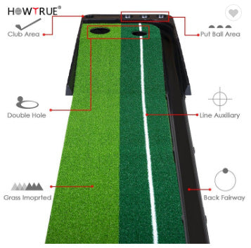 Pro-Grade Golf Putting Mat with Automatic Ball Return & Alignment Track