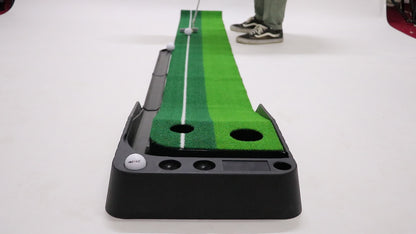 Pro-Grade Golf Putting Mat with Automatic Ball Return & Alignment Track