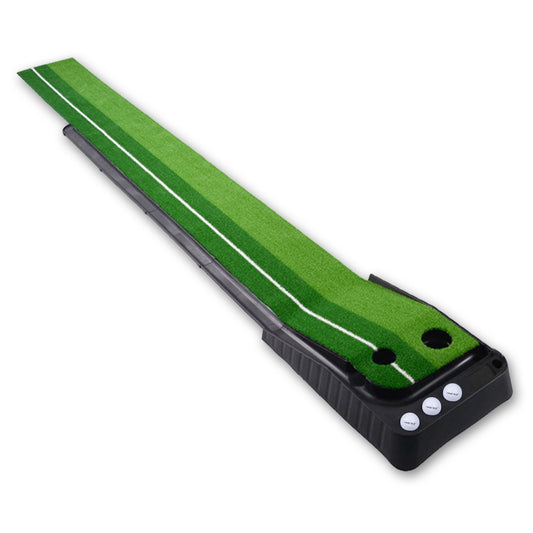 Pro-Grade Golf Putting Mat with Automatic Ball Return & Alignment Track