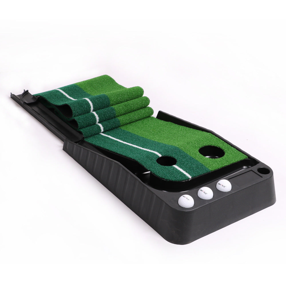 Pro-Grade Golf Putting Mat with Automatic Ball Return & Alignment Track
