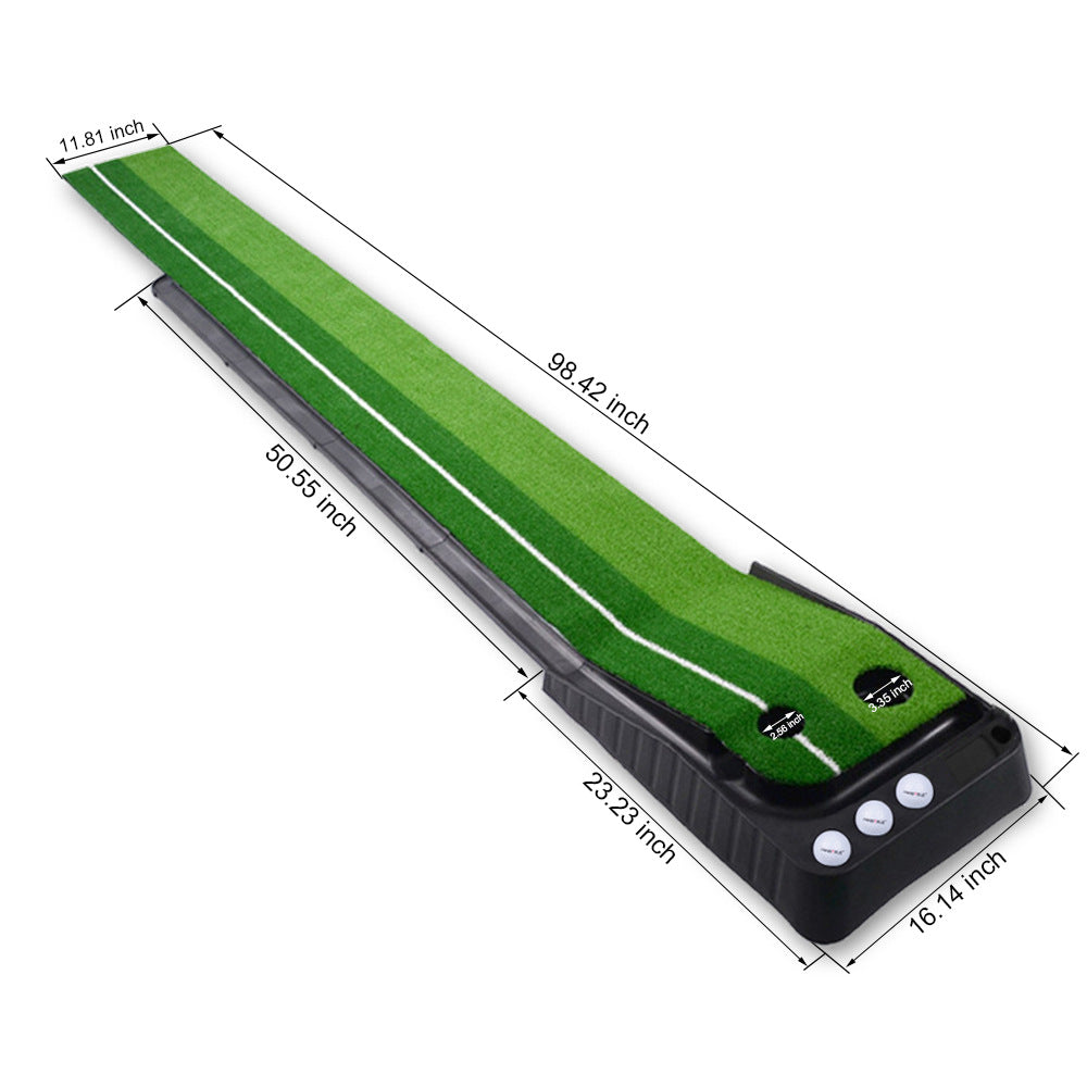 Pro-Grade Golf Putting Mat with Automatic Ball Return & Alignment Track