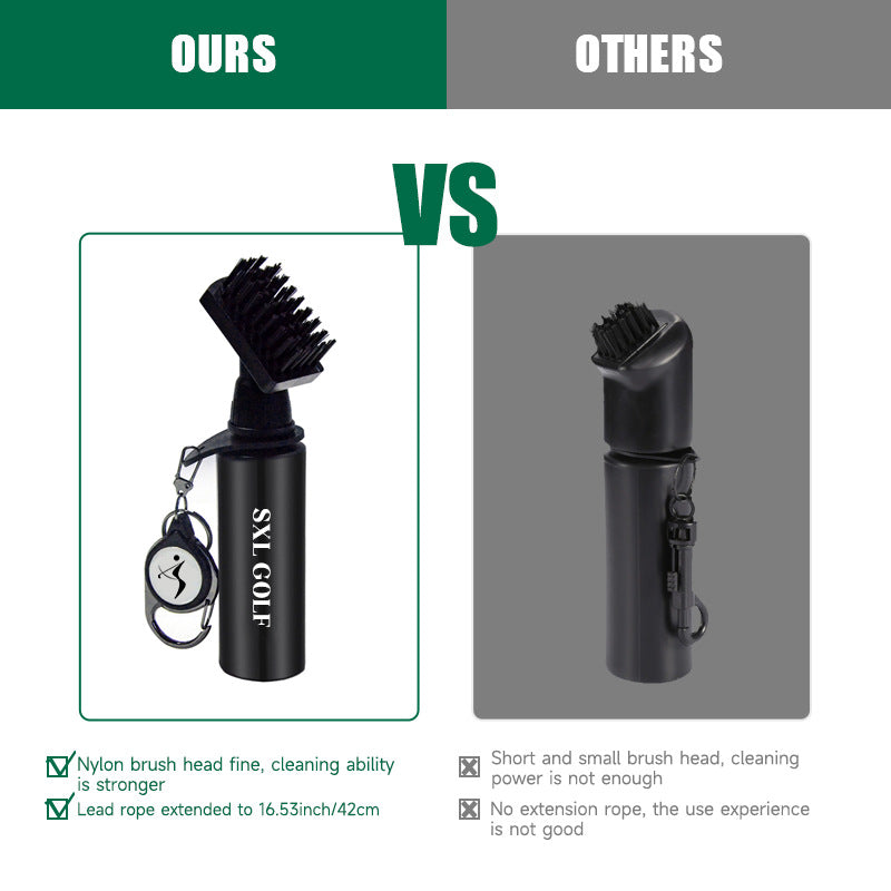 Portable Golf Club Water Brush | Squeeze Bottle Cleaner with Retractable Clip