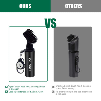 Portable Golf Club Water Brush | Squeeze Bottle Cleaner with Retractable Clip