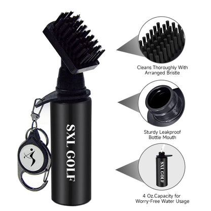 Portable Golf Club Water Brush | Squeeze Bottle Cleaner with Retractable Clip