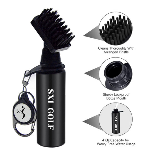 Portable Golf Club Water Brush | Squeeze Bottle Cleaner with Retractable Clip