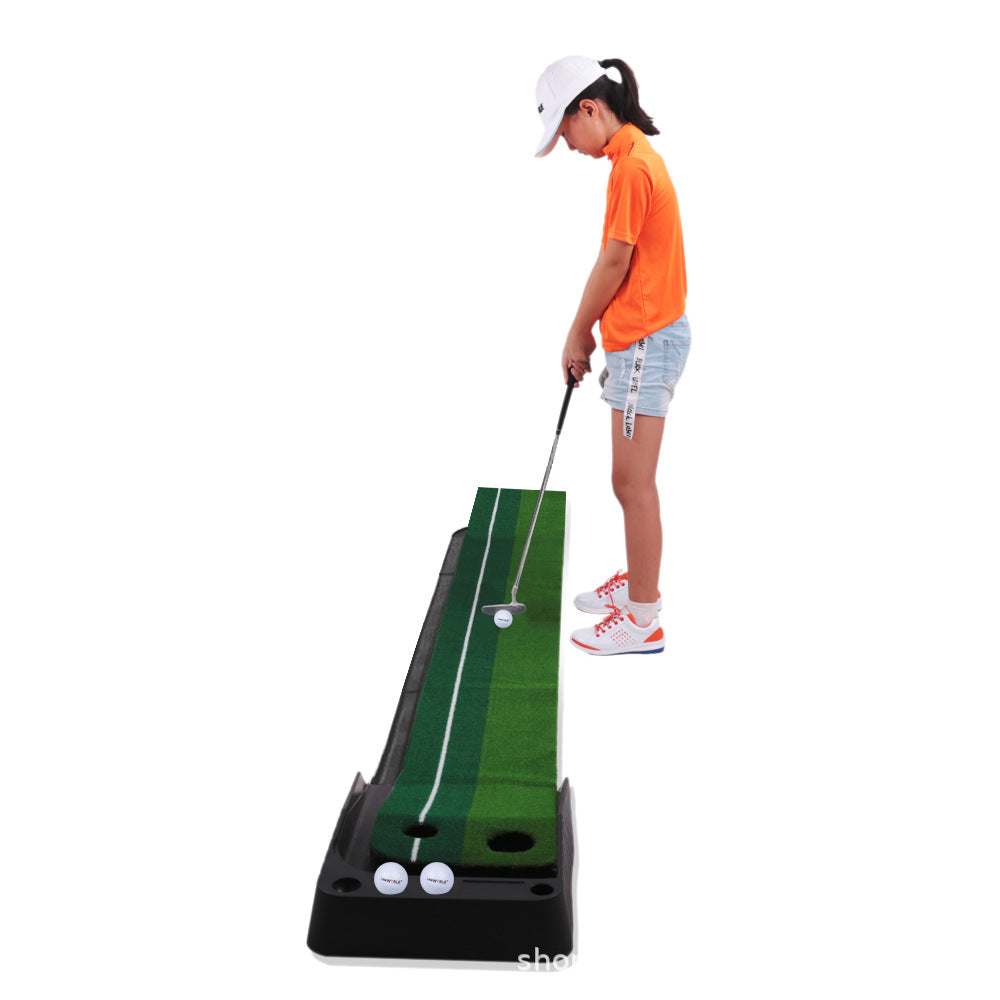 Pro-Grade Golf Putting Mat with Automatic Ball Return & Alignment Track